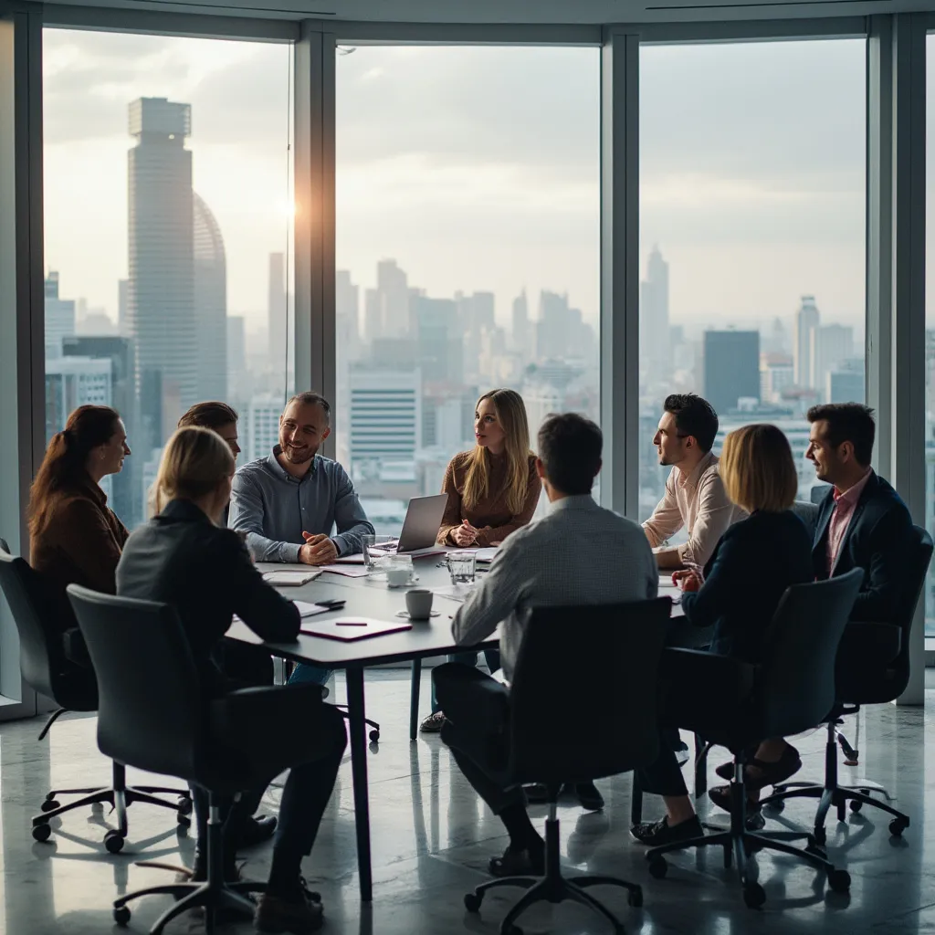 Equipo de consultoría en oficina moderna